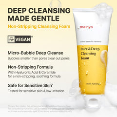 Manyo Pure & Deep Cleansing Foam foamy lather ready for gentle cleansing.