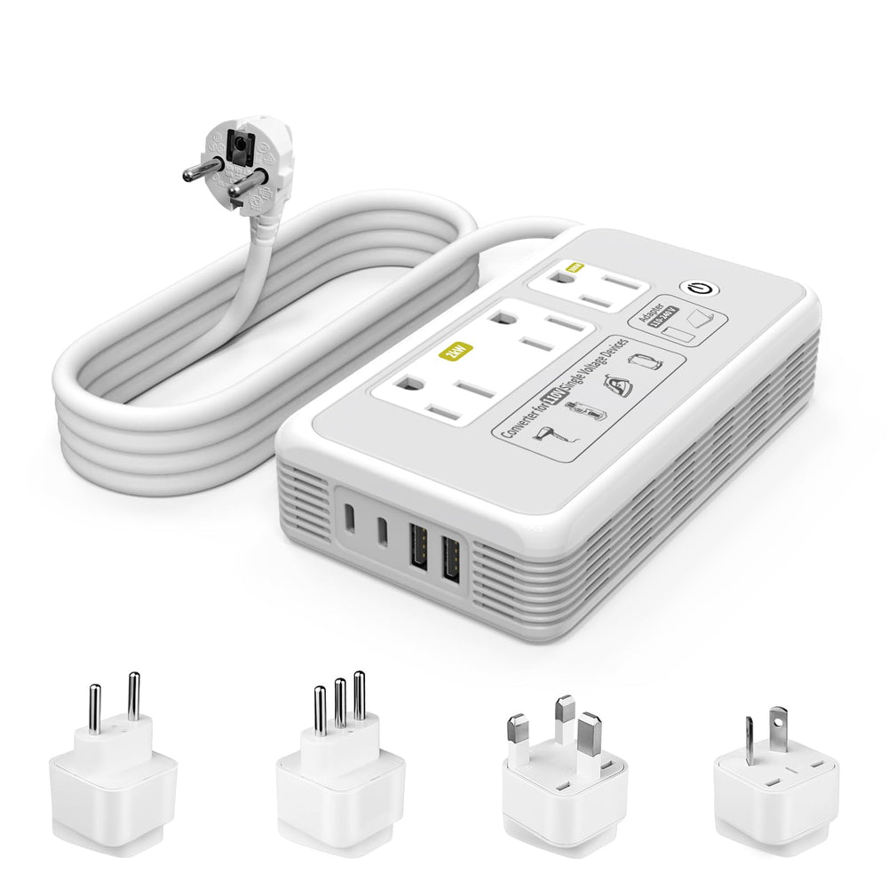 Mapambo 220V to 110V converter front panel with sockets, ideal for high-wattage devices.