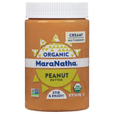 MARANATHA Organic Creamy Peanut Butter jar with ultra-smooth texture for easy spreading.