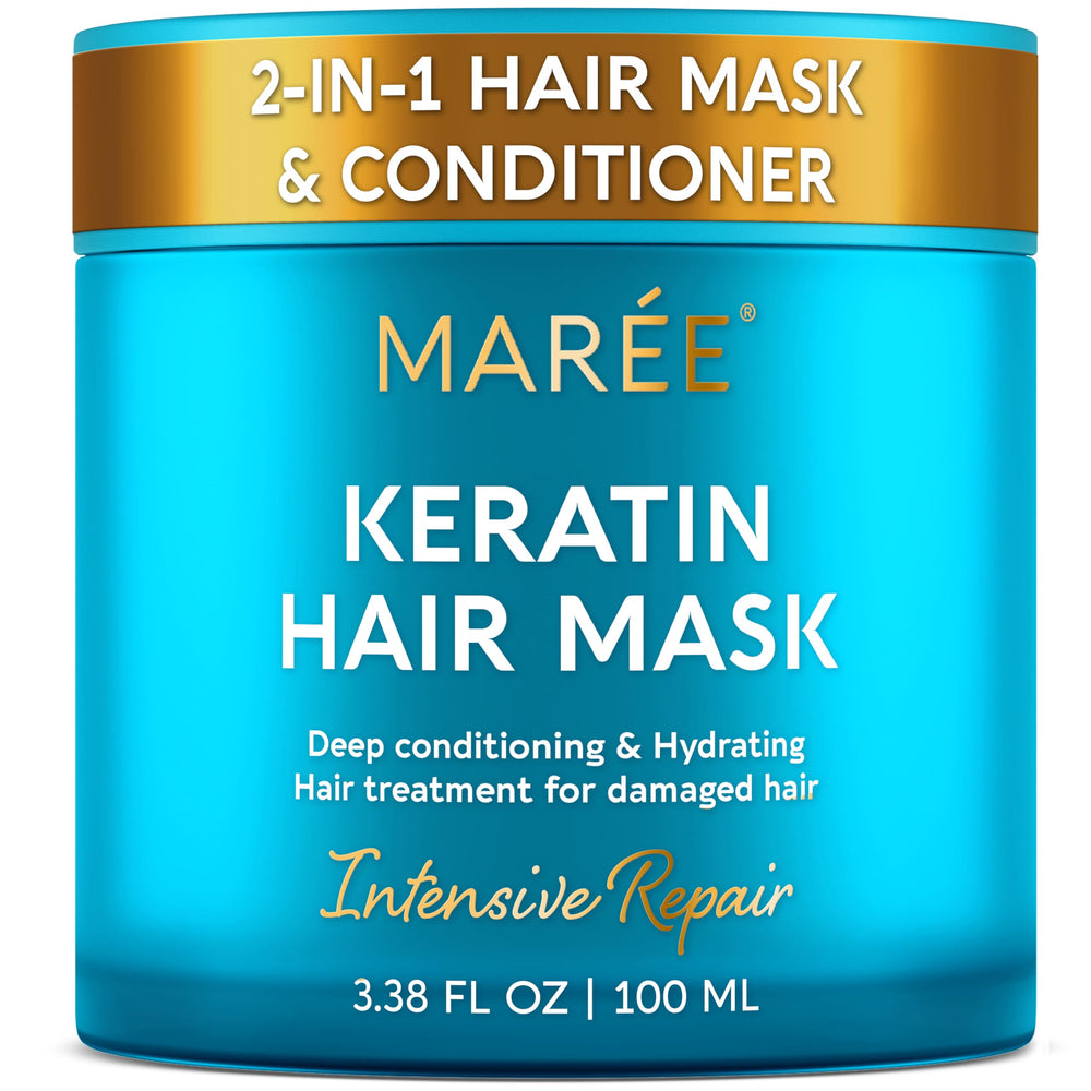 MAREE Deep Conditioning Mask bottle close-up showing hydrating formula for curls.