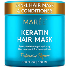 MAREE Deep Conditioning Mask bottle close-up showing hydrating formula for curls.