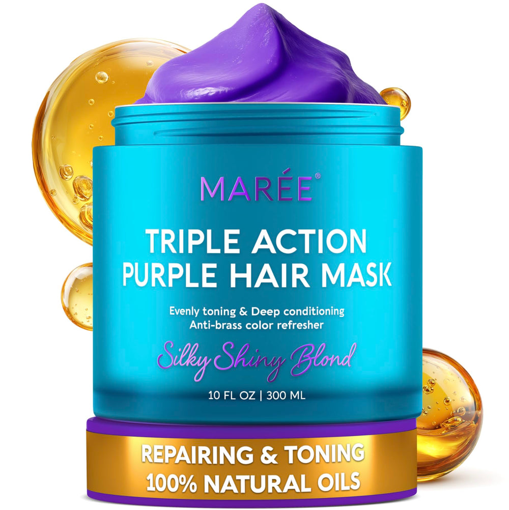 MAREE Deep Conditioning Purple Hair Mask bottle with brassy-neutralizing benefits for blonde hair.