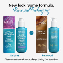 MAREE damage-repair formula with biotin keratin for resilient strands.