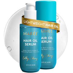 MAREE hair oil frizz-control bottle for smooth, shiny hair.