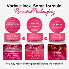 MAREE Lip Mask swatch on lips demonstrating hydration