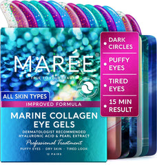 MAREE under-eye patches hydrate delicate skin with hydrogel, collagen and hyaluronic acid.
