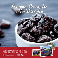 Mariani Premium prunes poured into bowl for quick, healthy snack