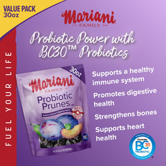 Mariani Premium prunes texture closeup highlights glossy, fiber-rich dried fruit
