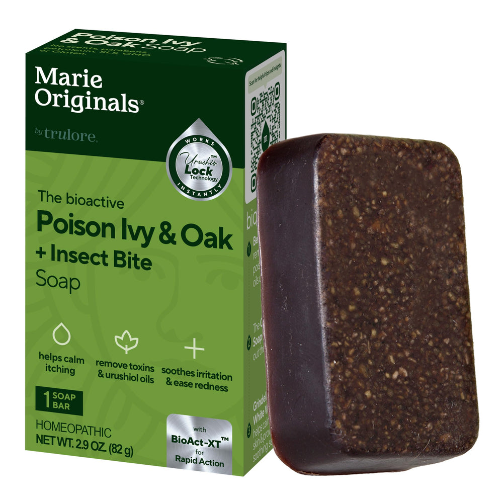 Marie Originals Poison Ivy Bar close-up shows natural ingredients for soothing relief.