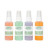 Mario Badescu Rose Water facial spray with rose petals, hydrating the skin.