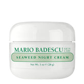 Mario Badescu Seaweed Night Cream jar close-up shows oil-free hydration