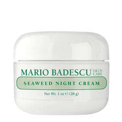 Mario Badescu Seaweed Night Cream jar close-up shows oil-free hydration