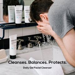 MARLOWE No. 121 foam-rich lather close-up promotes clean skin without drying.