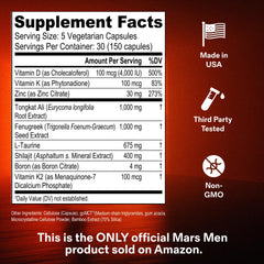 Mars Men fenugreek capsules emphasizing stamina and healthy energy potential.