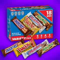 Pinatas and party favors filled with Mars full-size bars from the variety pack.