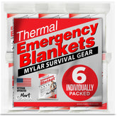 Mart Cobra emergency blanket 6-pack laid out for quick access in camping