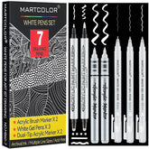 MARTCOLOR White Pens Set gel pen 0.5mm on dark paper for precise details