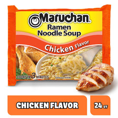 Maruchan Ramen Chicken noodles with seasoning added for rich flavor