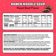 Maruchan Roast Beef Ramen packaging showing 24-pack for dorms