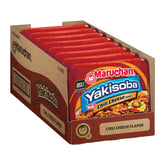 Maruchan Yakisoba Chili Cheese pack front highlights a quick meal option.