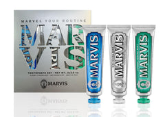 Marvis Best Sellers Trio box featuring three toothpaste tubes for daily use