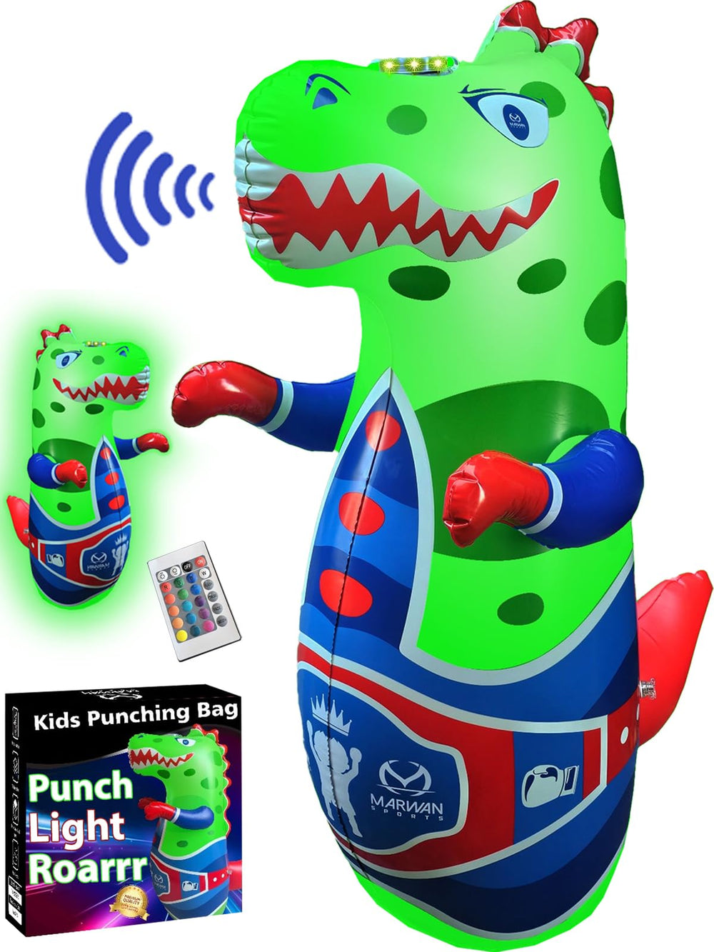 Marwan Sports Punch dinosaur 47in inflatable bop bag ready for active play