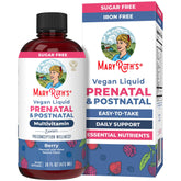 MARYRUTH'S prenatal bottle pour illustrates a berry liquid convenient for daily dosing.