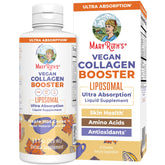 MaryRuth's Collagen Booster liposomal bottle in maple hot cocoa flavor for daily beauty support.