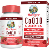 MaryRuth's CoQ10 gummies raspberry bottle shows vegan and gluten-free dietary supplement.