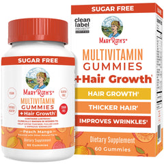 MaryRuth's hair growth gummies bottle front promotes thicker hair