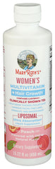 MaryRuth's Lustriva Liposomal bottle beside glass for daily dosage.