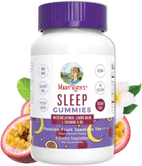 MARYRUTH'S melatonin sleep gummies label detail emphasizing vegan and non-GMO