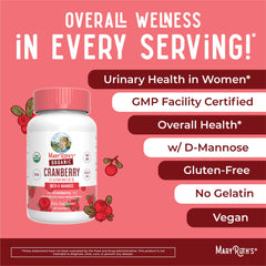 MaryRuth's Organic Cranberry Gummies daily dosing on a clean table