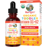 MARYRUTH'S Organics D3+K2 drops bottle supports toddler bone health.