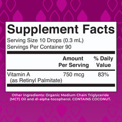 Dropper releasing MaryRuth's Vitamin A Drops into a glass