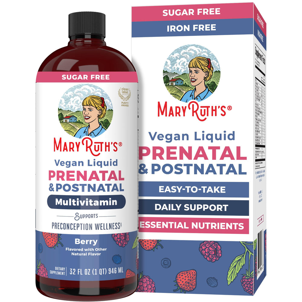 MARYRUTH'S prenatal liquid bottle for easy daily vitamin support during pregnancy.
