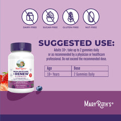 MaryRuth's Skin Restore + Renew gummy texture suggests chewable daily support