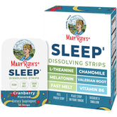 MaryRuth's Sleep Dissolving Strip on tongue delivers quick cranberry flavor for a calm night.