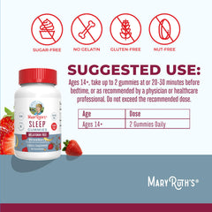 MARYRUTH'S Sleep Gummies bottle side angle emphasizes non-melatonin nighttime option.