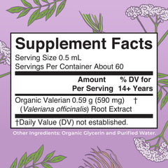 MARYRUTH'S valerian liquid drops dropper dispensing measured doses at bedtime