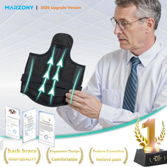 MARZONY posture corrector showing adjustable shoulder straps for a custom fit