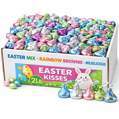 MASHBOX Hershey's Kisses Easter milk chocolate blue pastel wrapper, perfect for candy dishes.