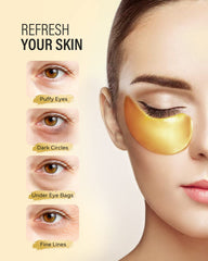 Maskiss 24k gold under-eye patches close-up texture for hydration.