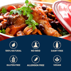 Massel Bouillon Powder back-of-pack, highlights no animal content and low FODMAP.
