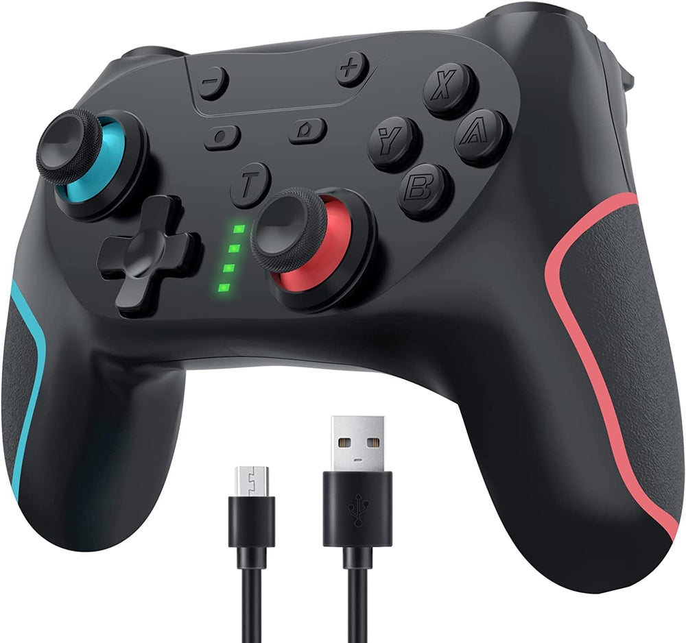 Matbip Switch controller with blue back buttons for rapid action combos.