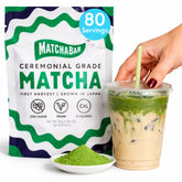 MATCHABAR ceremonial-grade matcha powder in a jar for a smooth morning energy lift.
