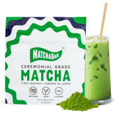 MATCHABAR ceremonial-grade matcha powder in a jar for daily rituals.