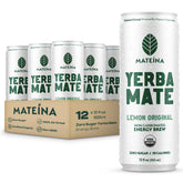 Mateina Yerba Mate Zero Sugar Energy Drink can showing clean energy without sugar, suitable for sustained work.
