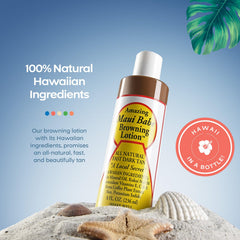 Maui Babe after browning lotion pump demonstrates skin hydration and tan protection