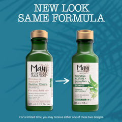 Maui Moisture label closeup showing vegan, silicone-free formula